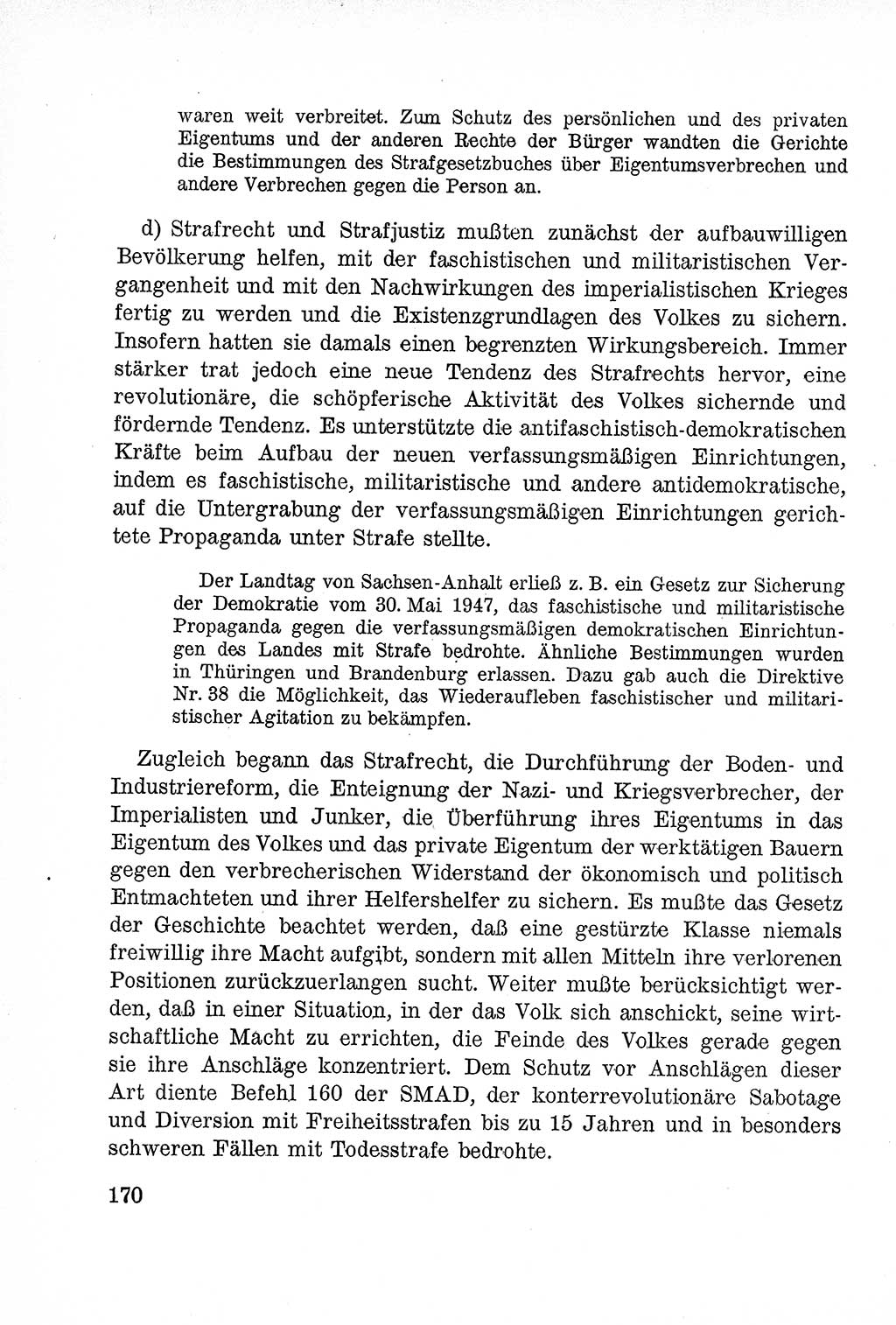 Lehrbuch des Strafrechts der Deutschen Demokratischen Republik (DDR), Allgemeiner Teil 1957, Seite 170 (Lb. Strafr. DDR AT 1957, S. 170)