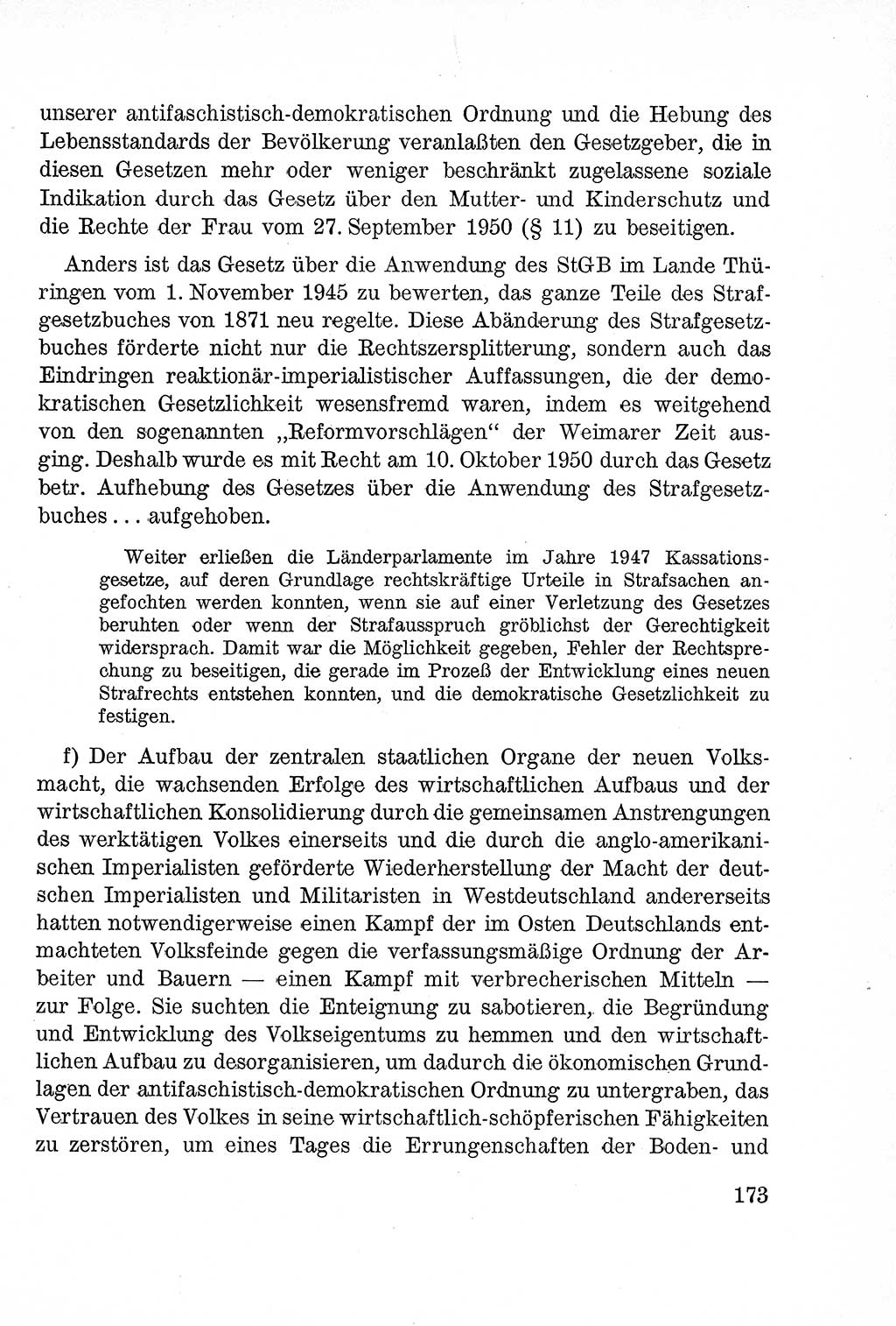 Lehrbuch des Strafrechts der Deutschen Demokratischen Republik (DDR), Allgemeiner Teil 1957, Seite 173 (Lb. Strafr. DDR AT 1957, S. 173)