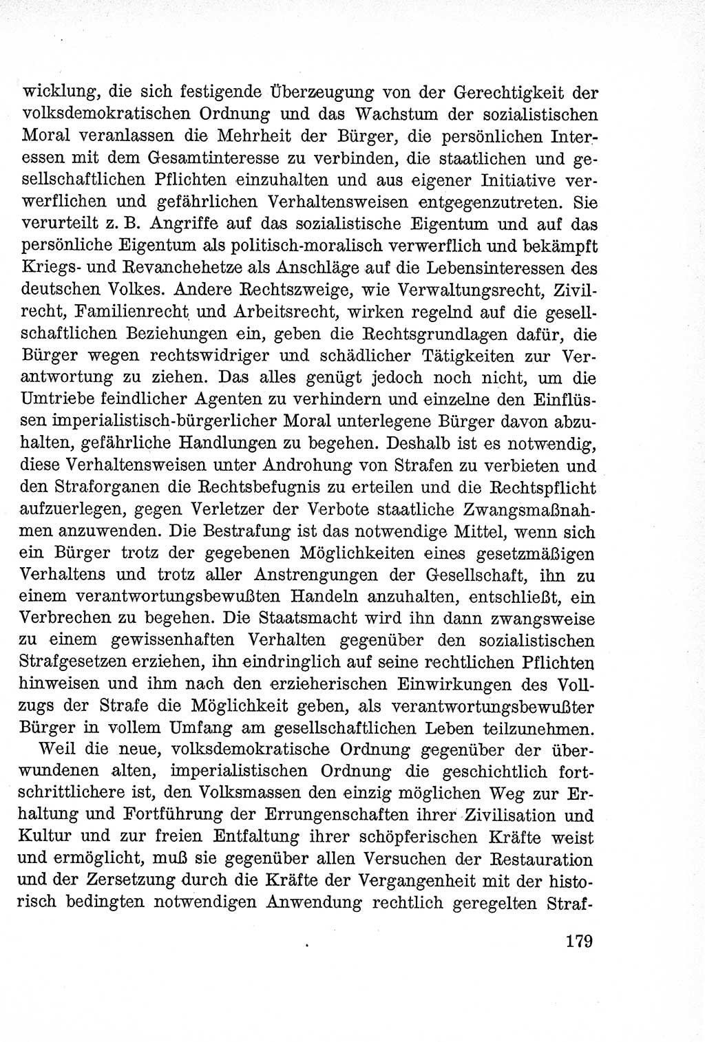 Lehrbuch des Strafrechts der Deutschen Demokratischen Republik (DDR), Allgemeiner Teil 1957, Seite 179 (Lb. Strafr. DDR AT 1957, S. 179)
