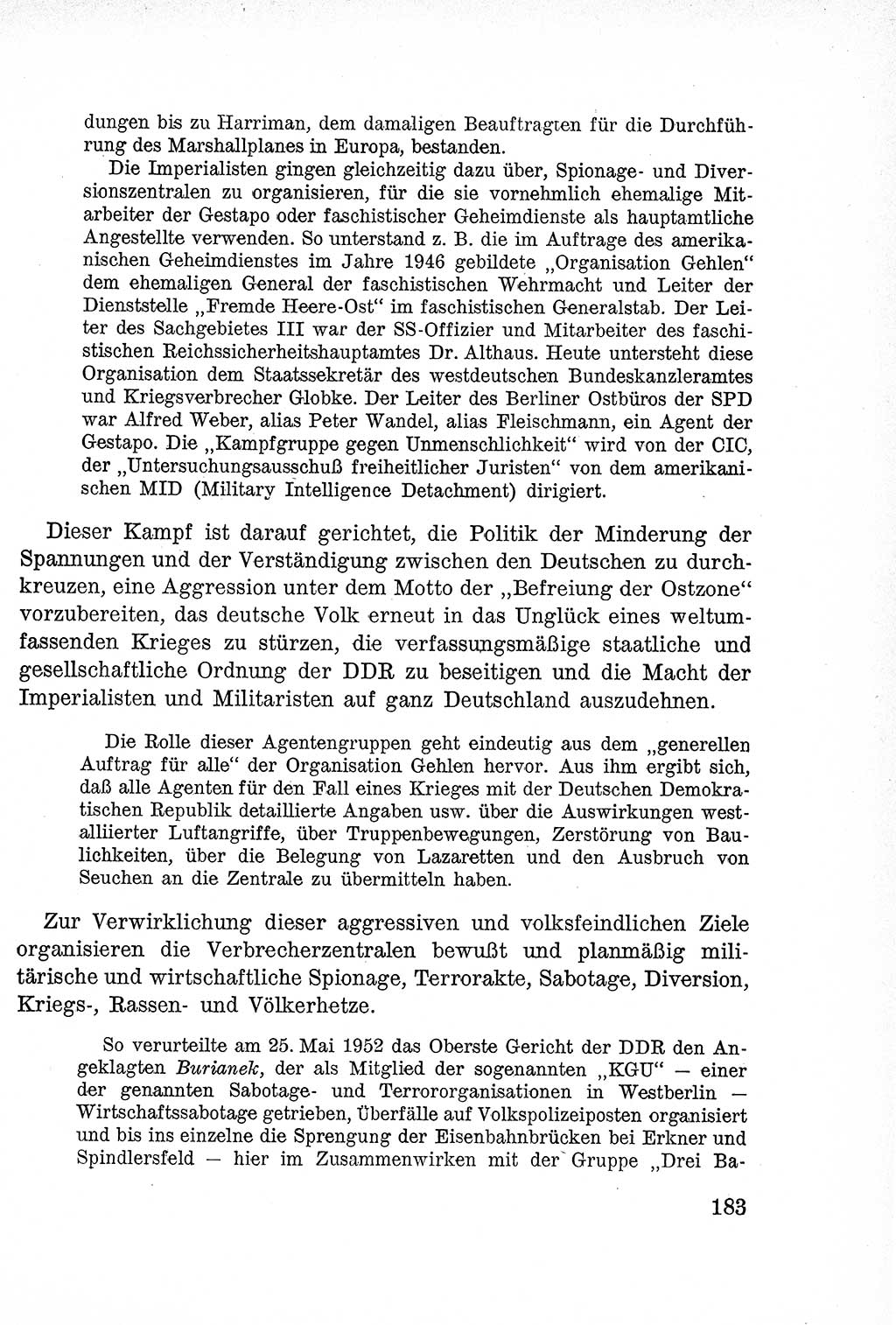 Lehrbuch des Strafrechts der Deutschen Demokratischen Republik (DDR), Allgemeiner Teil 1957, Seite 183 (Lb. Strafr. DDR AT 1957, S. 183)