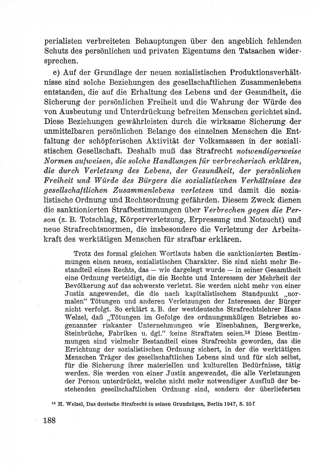 Lehrbuch des Strafrechts der Deutschen Demokratischen Republik (DDR), Allgemeiner Teil 1957, Seite 188 (Lb. Strafr. DDR AT 1957, S. 188)