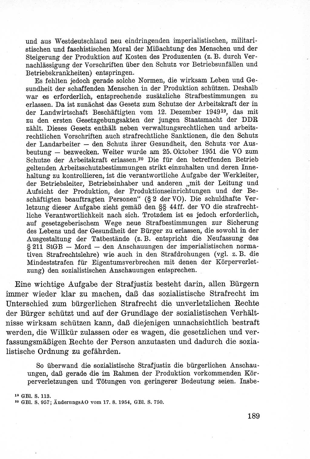 Lehrbuch des Strafrechts der Deutschen Demokratischen Republik (DDR), Allgemeiner Teil 1957, Seite 189 (Lb. Strafr. DDR AT 1957, S. 189)