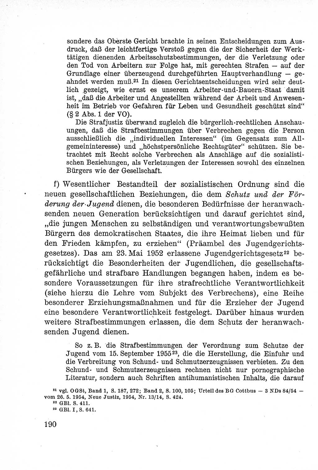 Lehrbuch des Strafrechts der Deutschen Demokratischen Republik (DDR), Allgemeiner Teil 1957, Seite 190 (Lb. Strafr. DDR AT 1957, S. 190)