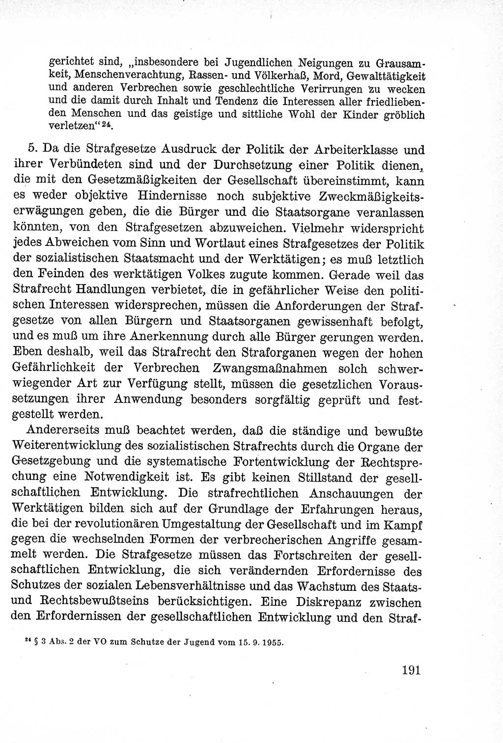 Lehrbuch des Strafrechts der Deutschen Demokratischen Republik (DDR), Allgemeiner Teil 1957, Seite 191 (Lb. Strafr. DDR AT 1957, S. 191)