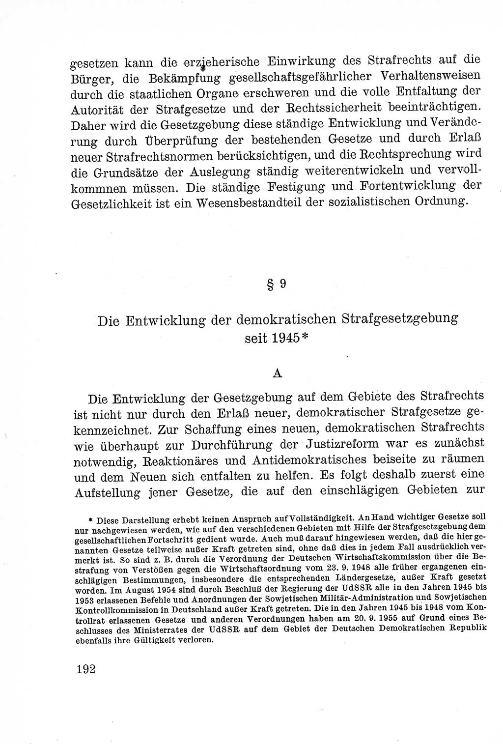 Lehrbuch des Strafrechts der Deutschen Demokratischen Republik (DDR), Allgemeiner Teil 1957, Seite 192 (Lb. Strafr. DDR AT 1957, S. 192)
