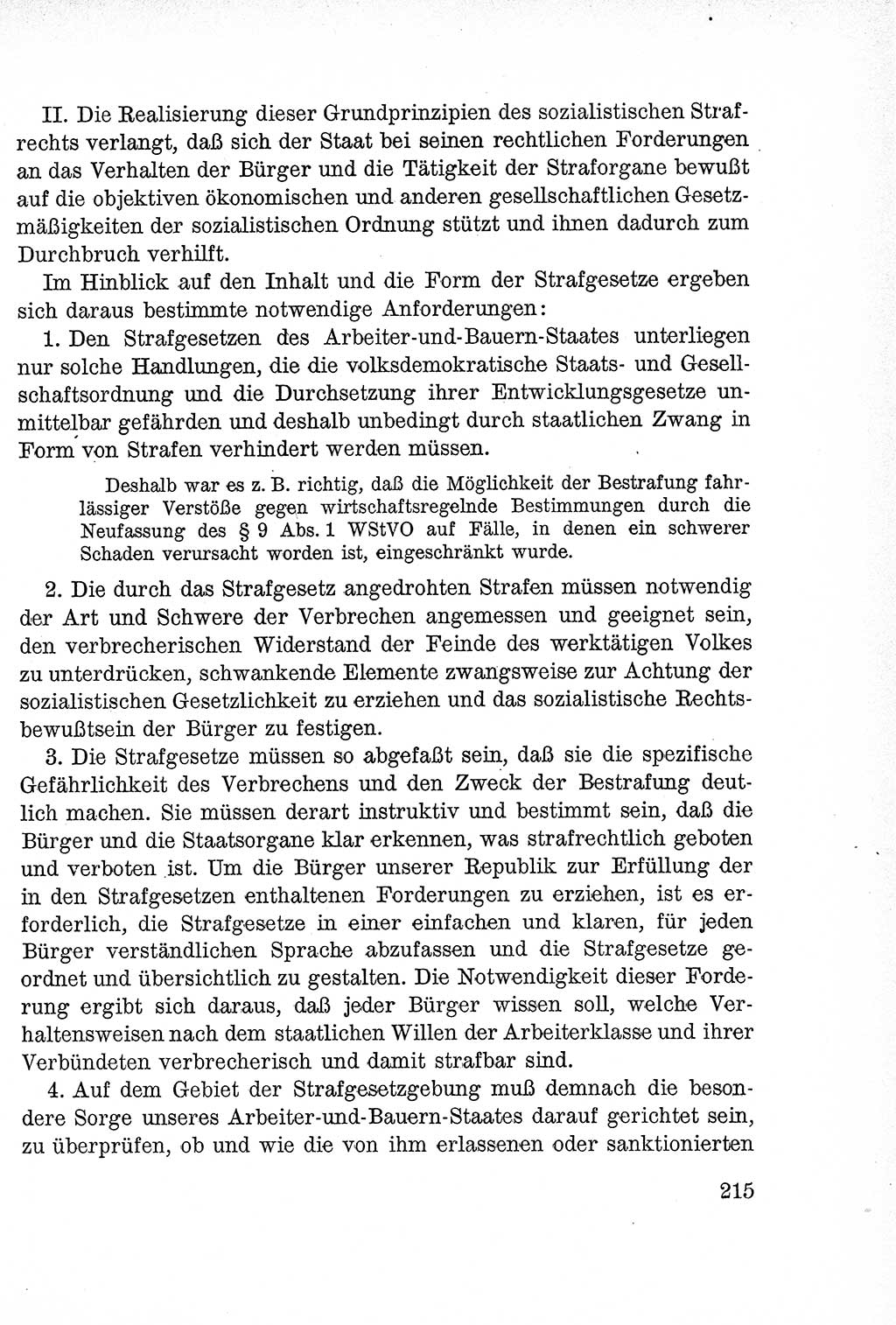 Lehrbuch des Strafrechts der Deutschen Demokratischen Republik (DDR), Allgemeiner Teil 1957, Seite 215 (Lb. Strafr. DDR AT 1957, S. 215)