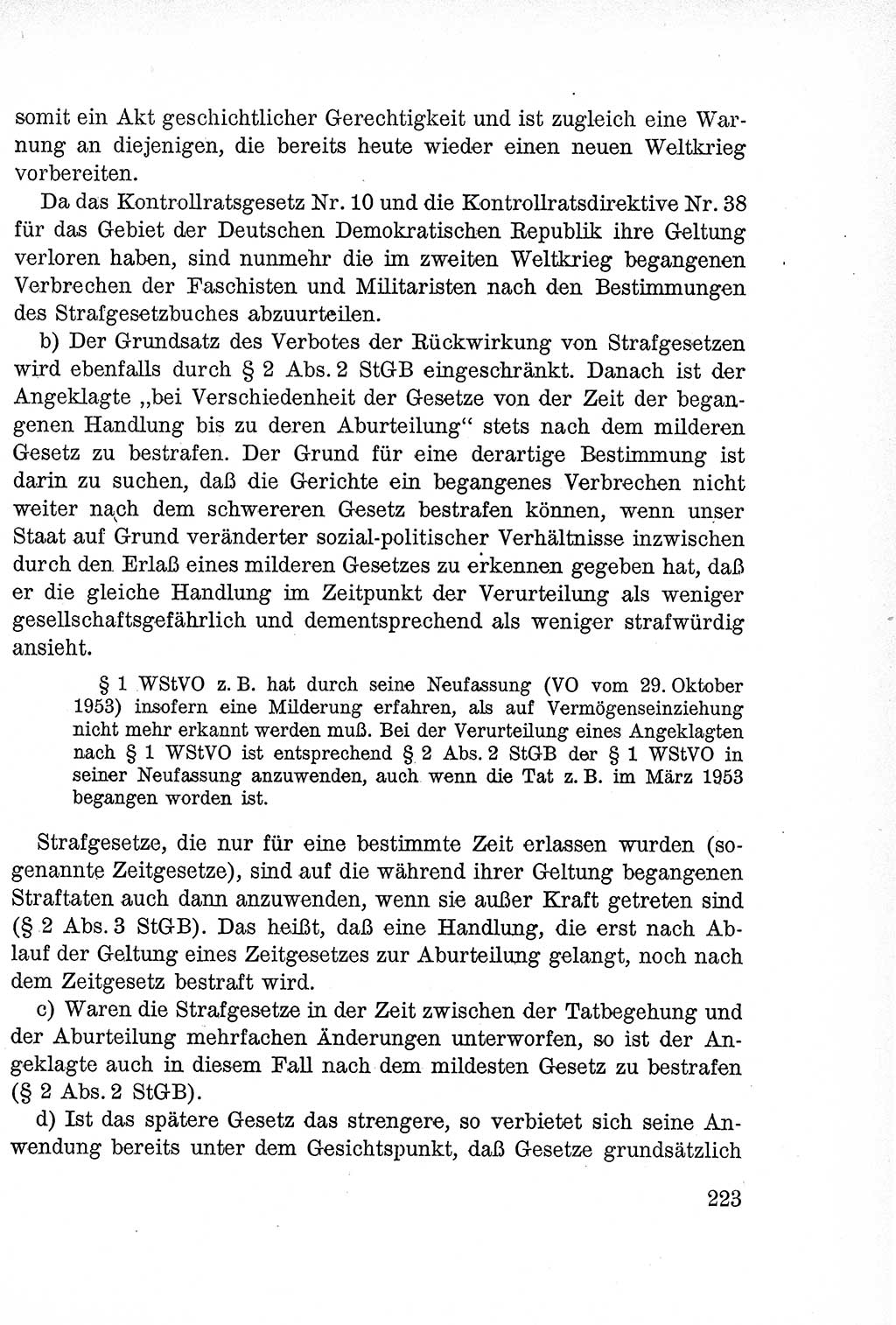 Lehrbuch des Strafrechts der Deutschen Demokratischen Republik (DDR), Allgemeiner Teil 1957, Seite 223 (Lb. Strafr. DDR AT 1957, S. 223)