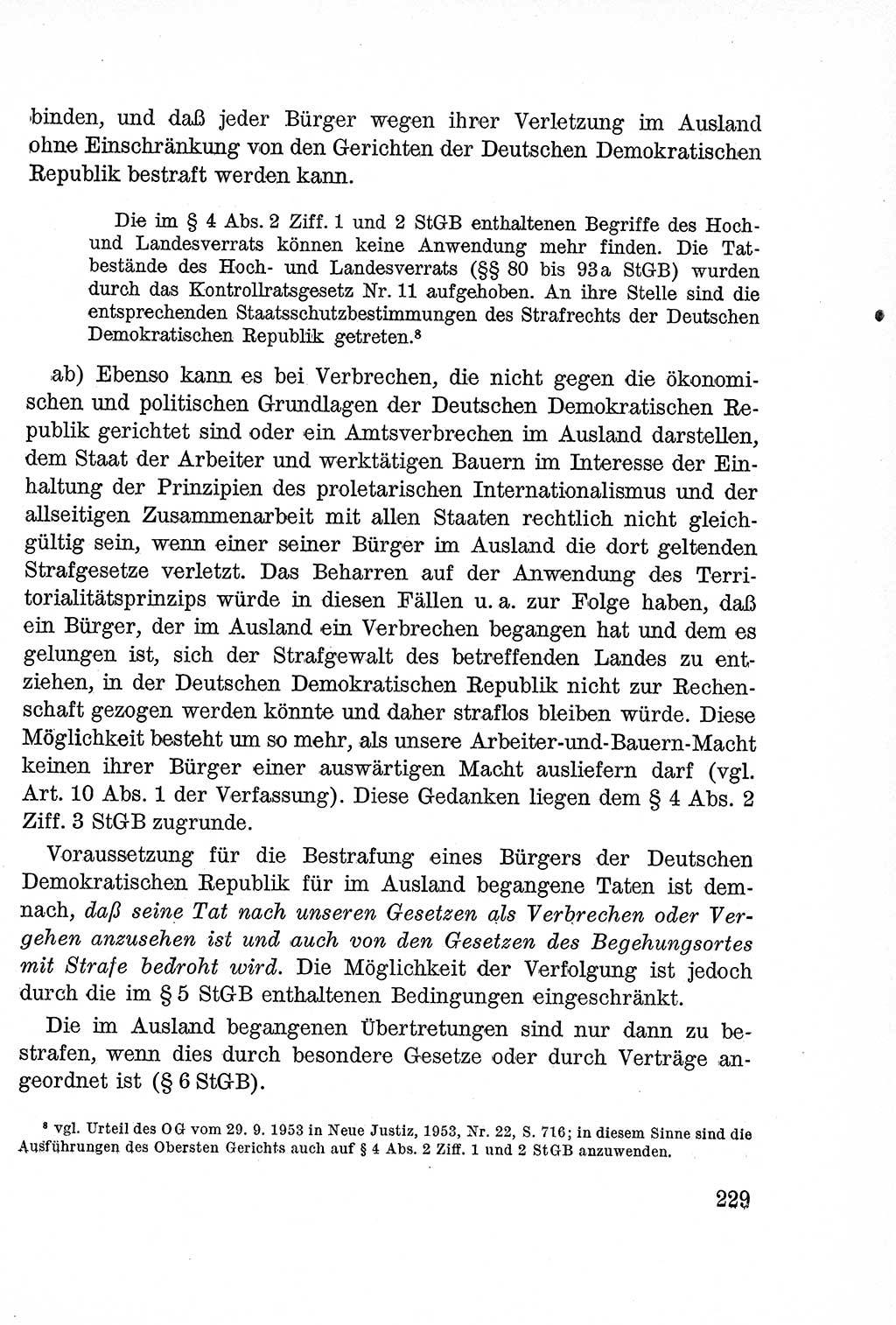 Lehrbuch des Strafrechts der Deutschen Demokratischen Republik (DDR), Allgemeiner Teil 1957, Seite 229 (Lb. Strafr. DDR AT 1957, S. 229)