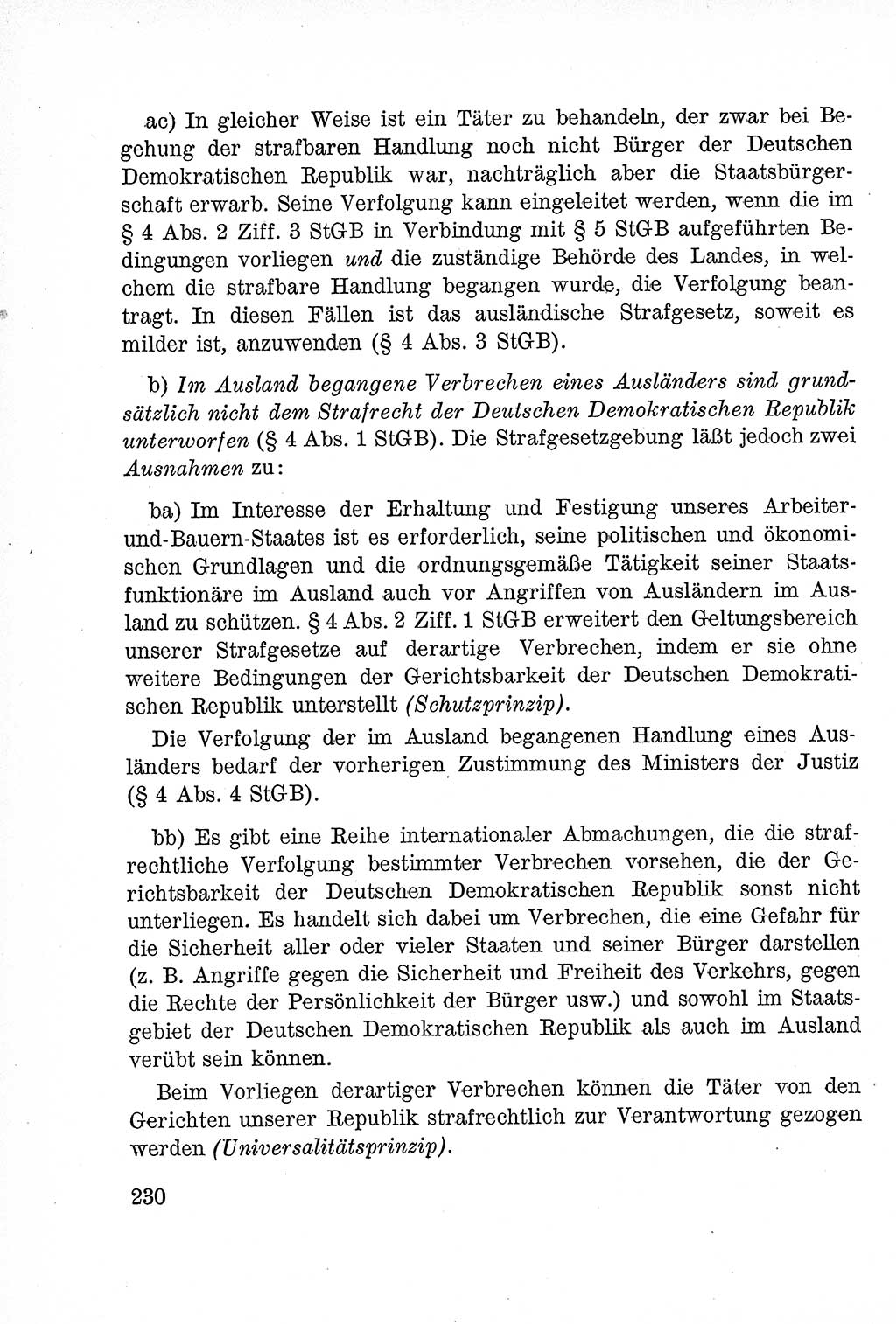 Lehrbuch des Strafrechts der Deutschen Demokratischen Republik (DDR), Allgemeiner Teil 1957, Seite 230 (Lb. Strafr. DDR AT 1957, S. 230)
