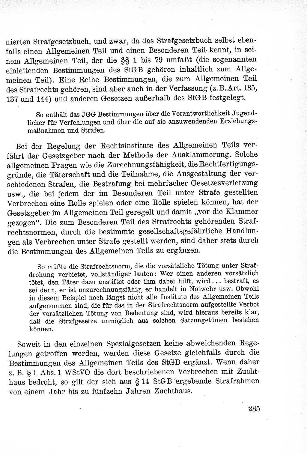 Lehrbuch des Strafrechts der Deutschen Demokratischen Republik (DDR), Allgemeiner Teil 1957, Seite 235 (Lb. Strafr. DDR AT 1957, S. 235)