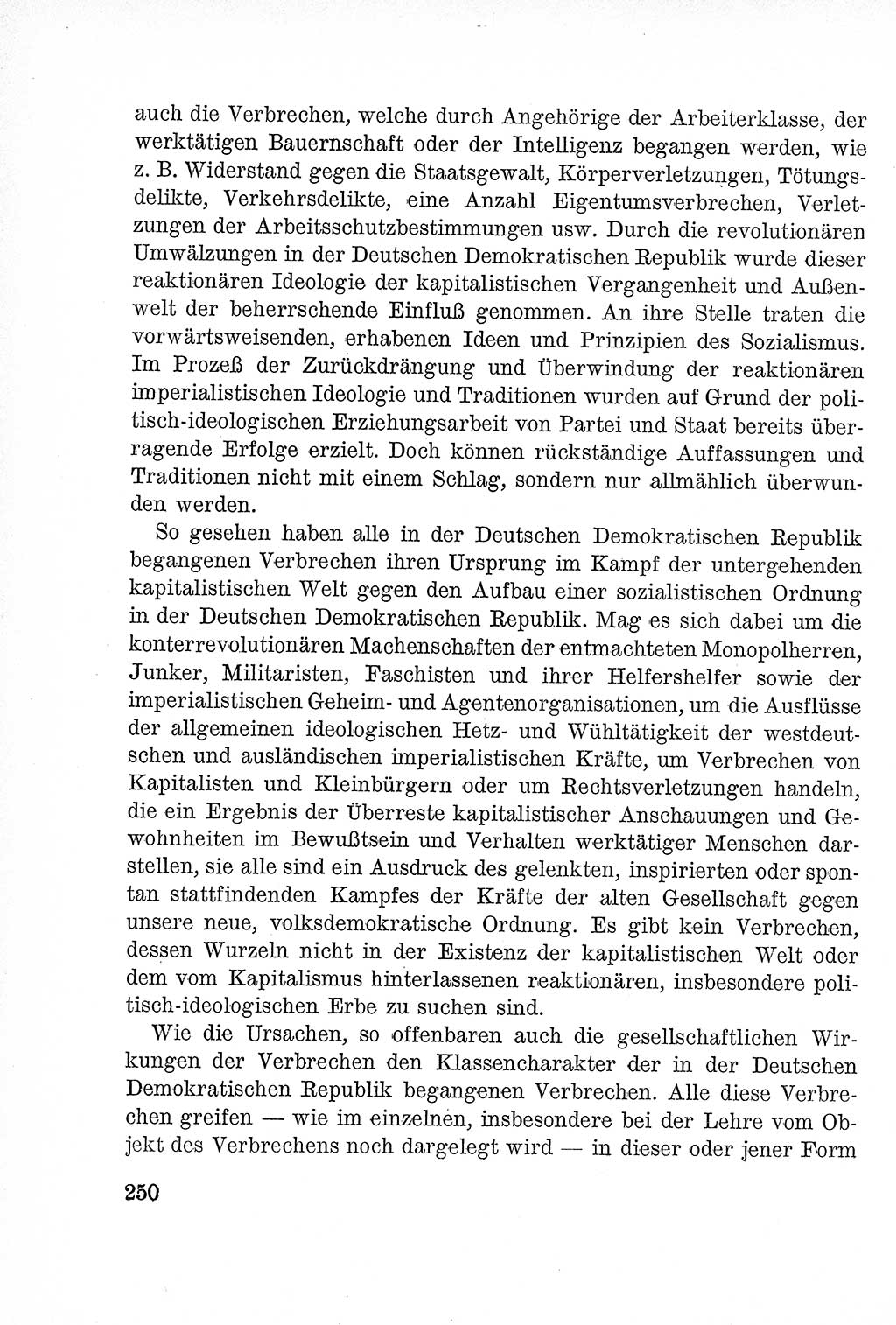 Lehrbuch des Strafrechts der Deutschen Demokratischen Republik (DDR), Allgemeiner Teil 1957, Seite 250 (Lb. Strafr. DDR AT 1957, S. 250)