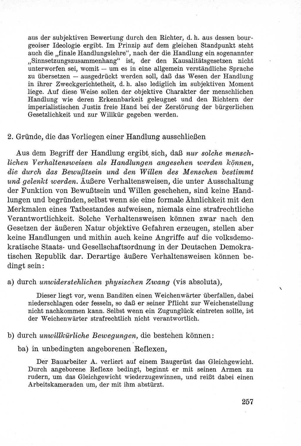 Lehrbuch des Strafrechts der Deutschen Demokratischen Republik (DDR), Allgemeiner Teil 1957, Seite 257 (Lb. Strafr. DDR AT 1957, S. 257)