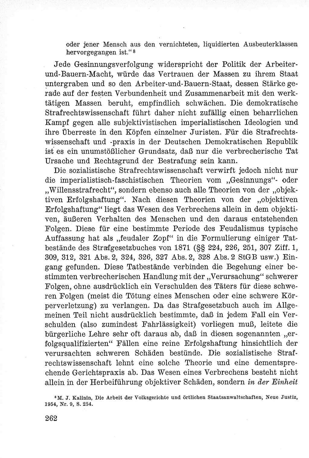 Lehrbuch des Strafrechts der Deutschen Demokratischen Republik (DDR), Allgemeiner Teil 1957, Seite 262 (Lb. Strafr. DDR AT 1957, S. 262)