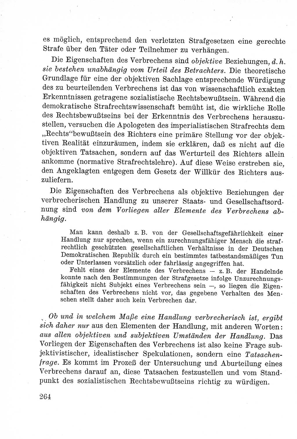 Lehrbuch des Strafrechts der Deutschen Demokratischen Republik (DDR), Allgemeiner Teil 1957, Seite 264 (Lb. Strafr. DDR AT 1957, S. 264)
