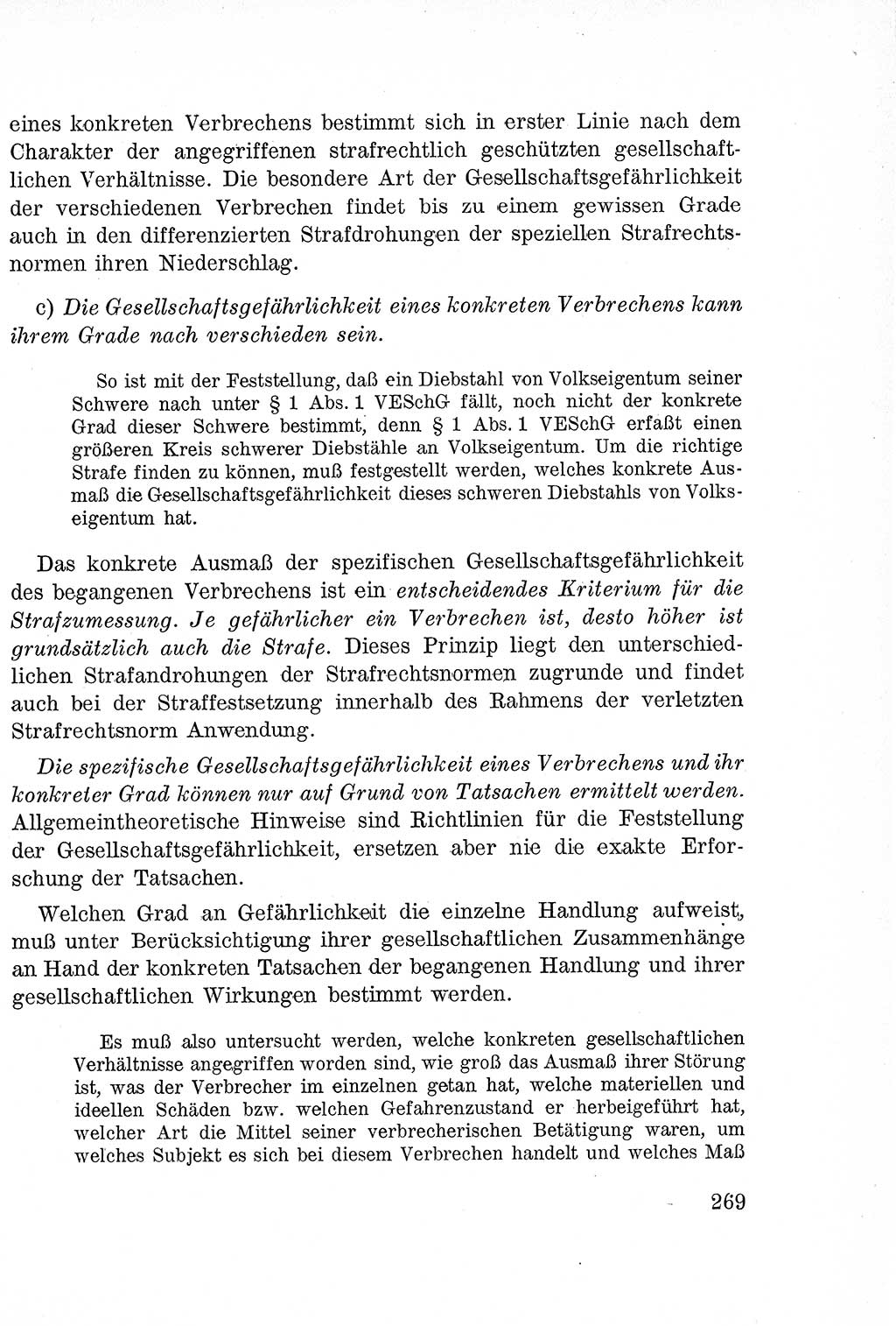 Lehrbuch des Strafrechts der Deutschen Demokratischen Republik (DDR), Allgemeiner Teil 1957, Seite 269 (Lb. Strafr. DDR AT 1957, S. 269)