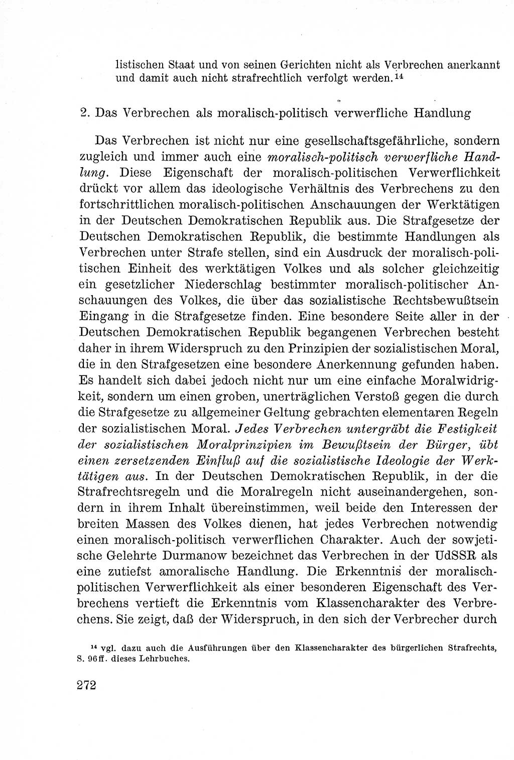 Lehrbuch des Strafrechts der Deutschen Demokratischen Republik (DDR), Allgemeiner Teil 1957, Seite 272 (Lb. Strafr. DDR AT 1957, S. 272)