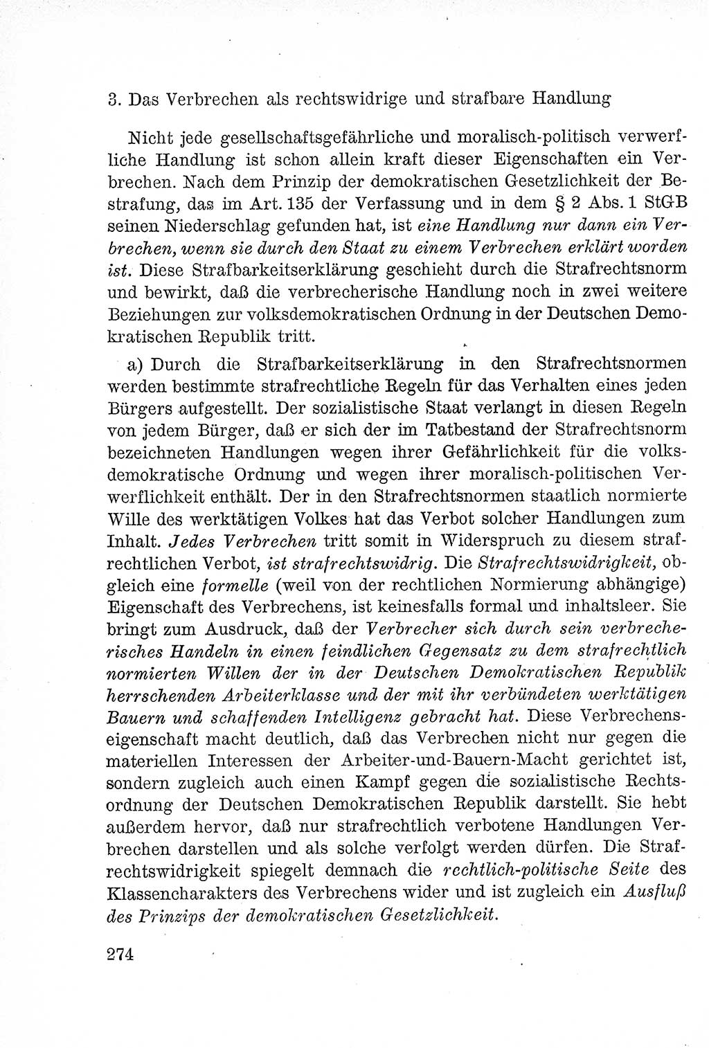 Lehrbuch des Strafrechts der Deutschen Demokratischen Republik (DDR), Allgemeiner Teil 1957, Seite 274 (Lb. Strafr. DDR AT 1957, S. 274)