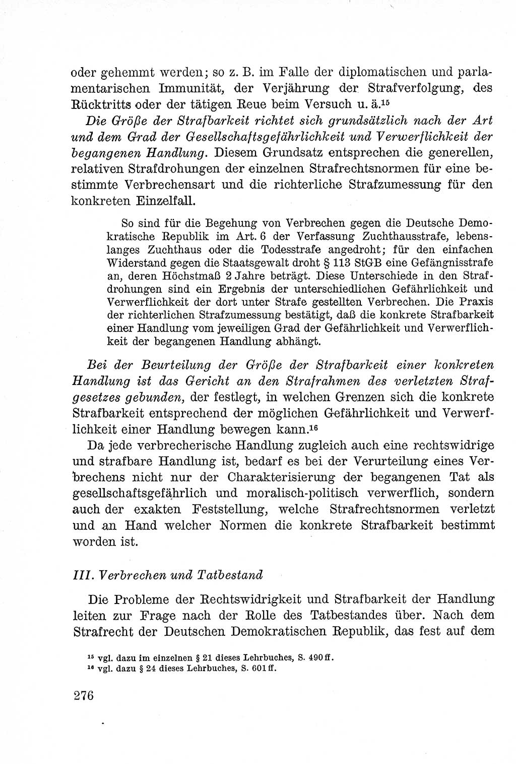 Lehrbuch des Strafrechts der Deutschen Demokratischen Republik (DDR), Allgemeiner Teil 1957, Seite 276 (Lb. Strafr. DDR AT 1957, S. 276)