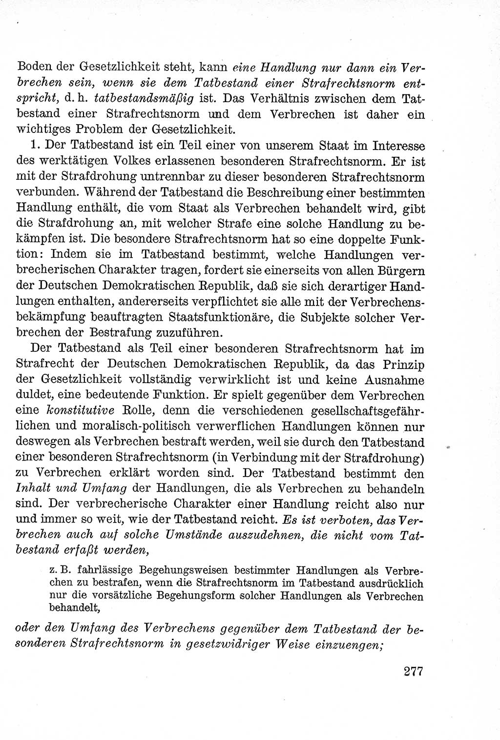 Lehrbuch des Strafrechts der Deutschen Demokratischen Republik (DDR), Allgemeiner Teil 1957, Seite 277 (Lb. Strafr. DDR AT 1957, S. 277)