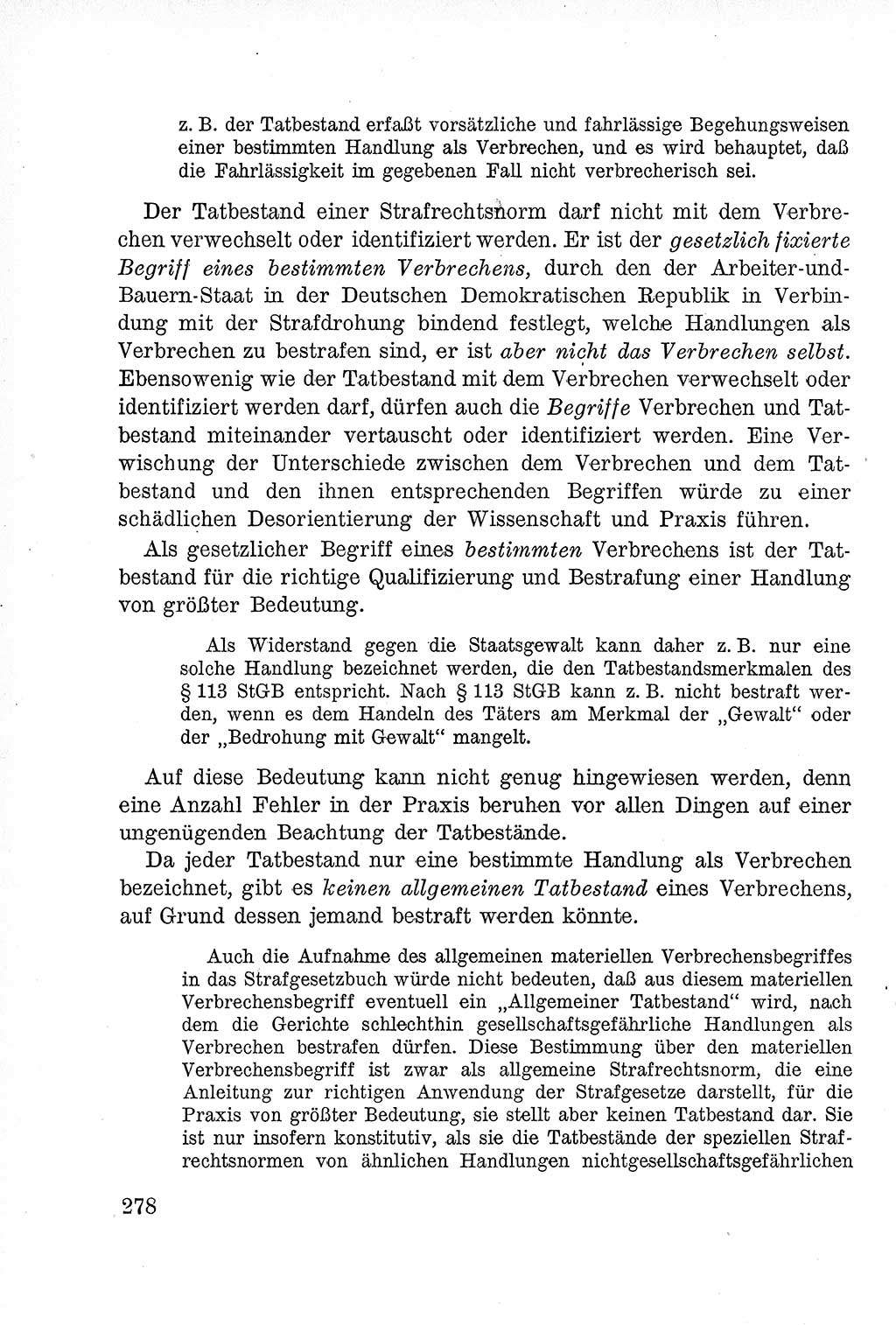 Lehrbuch des Strafrechts der Deutschen Demokratischen Republik (DDR), Allgemeiner Teil 1957, Seite 278 (Lb. Strafr. DDR AT 1957, S. 278)