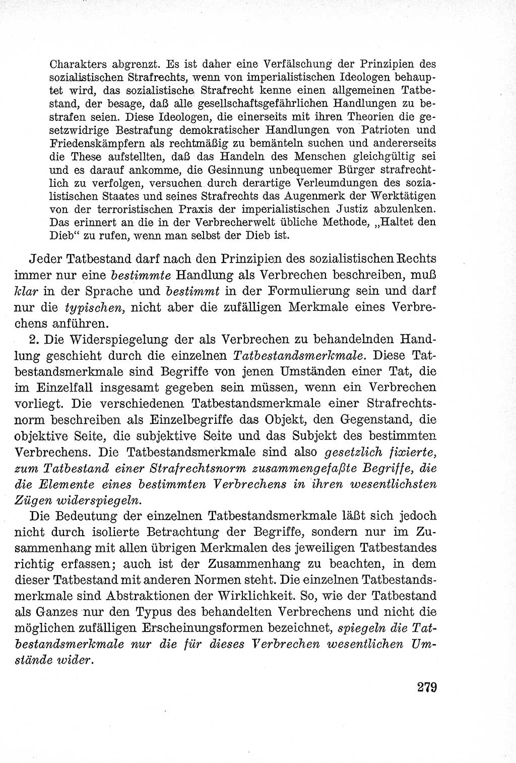Lehrbuch des Strafrechts der Deutschen Demokratischen Republik (DDR), Allgemeiner Teil 1957, Seite 279 (Lb. Strafr. DDR AT 1957, S. 279)