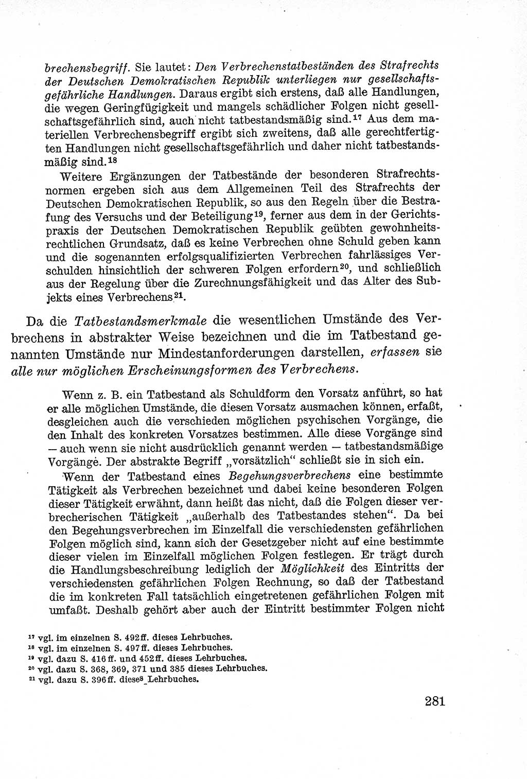 Lehrbuch des Strafrechts der Deutschen Demokratischen Republik (DDR), Allgemeiner Teil 1957, Seite 281 (Lb. Strafr. DDR AT 1957, S. 281)