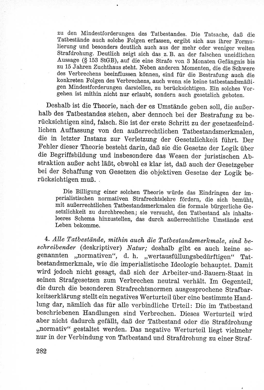 Lehrbuch des Strafrechts der Deutschen Demokratischen Republik (DDR), Allgemeiner Teil 1957, Seite 282 (Lb. Strafr. DDR AT 1957, S. 282)