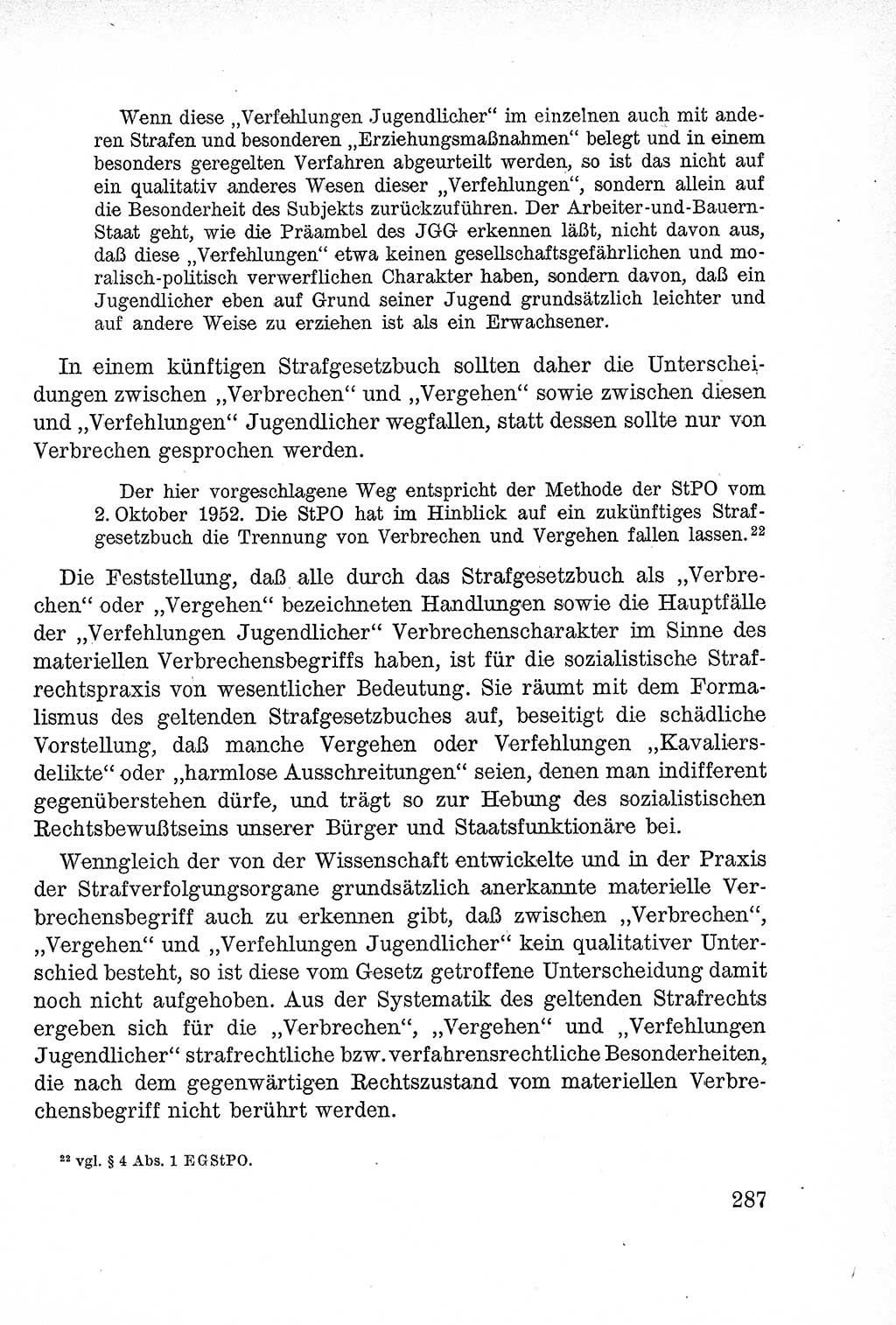 Lehrbuch des Strafrechts der Deutschen Demokratischen Republik (DDR), Allgemeiner Teil 1957, Seite 287 (Lb. Strafr. DDR AT 1957, S. 287)
