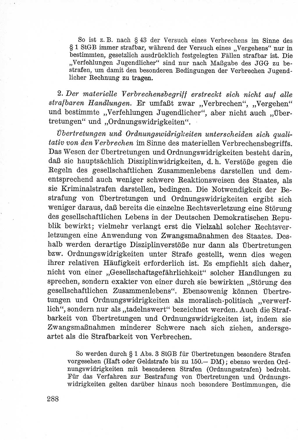 Lehrbuch des Strafrechts der Deutschen Demokratischen Republik (DDR), Allgemeiner Teil 1957, Seite 288 (Lb. Strafr. DDR AT 1957, S. 288)