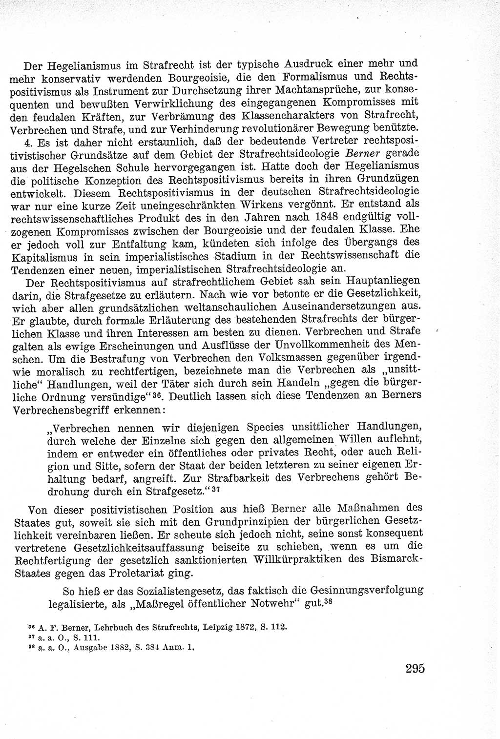 Lehrbuch des Strafrechts der Deutschen Demokratischen Republik (DDR), Allgemeiner Teil 1957, Seite 295 (Lb. Strafr. DDR AT 1957, S. 295)