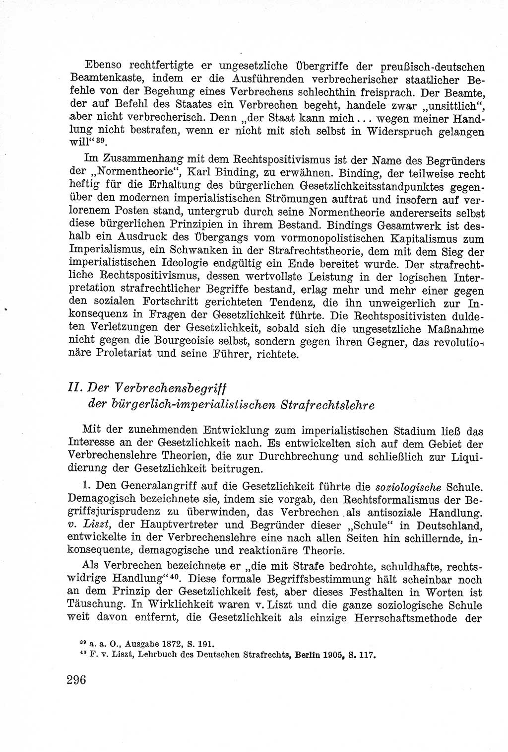 Lehrbuch des Strafrechts der Deutschen Demokratischen Republik (DDR), Allgemeiner Teil 1957, Seite 296 (Lb. Strafr. DDR AT 1957, S. 296)