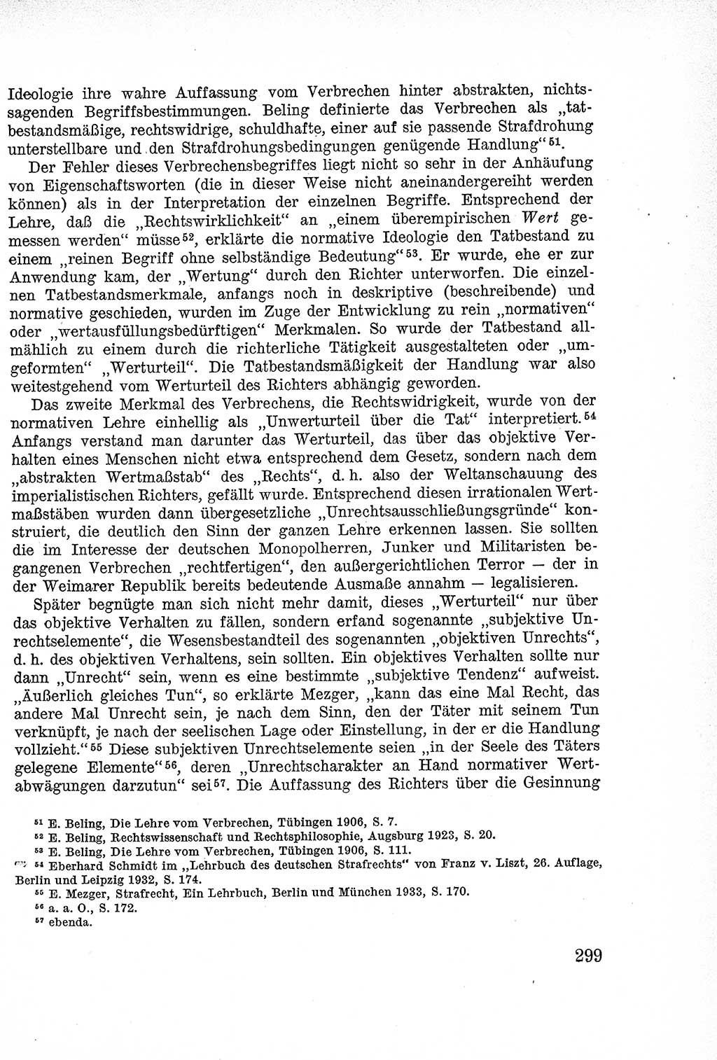 Lehrbuch des Strafrechts der Deutschen Demokratischen Republik (DDR), Allgemeiner Teil 1957, Seite 299 (Lb. Strafr. DDR AT 1957, S. 299)