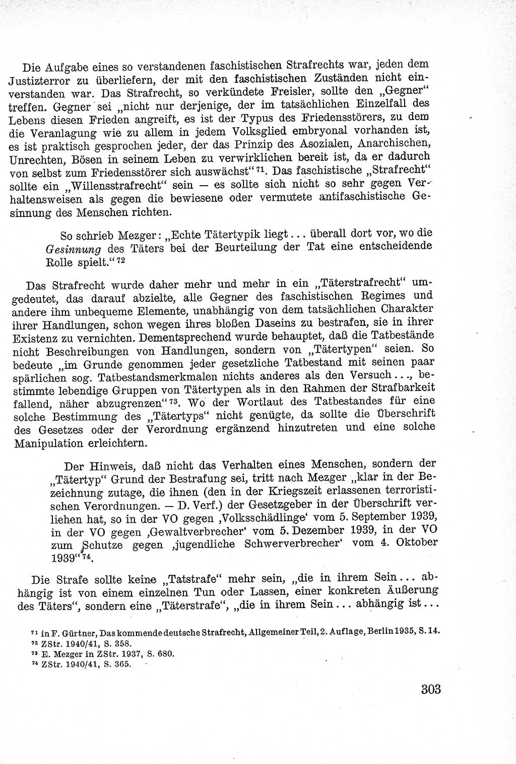 Lehrbuch des Strafrechts der Deutschen Demokratischen Republik (DDR), Allgemeiner Teil 1957, Seite 303 (Lb. Strafr. DDR AT 1957, S. 303)