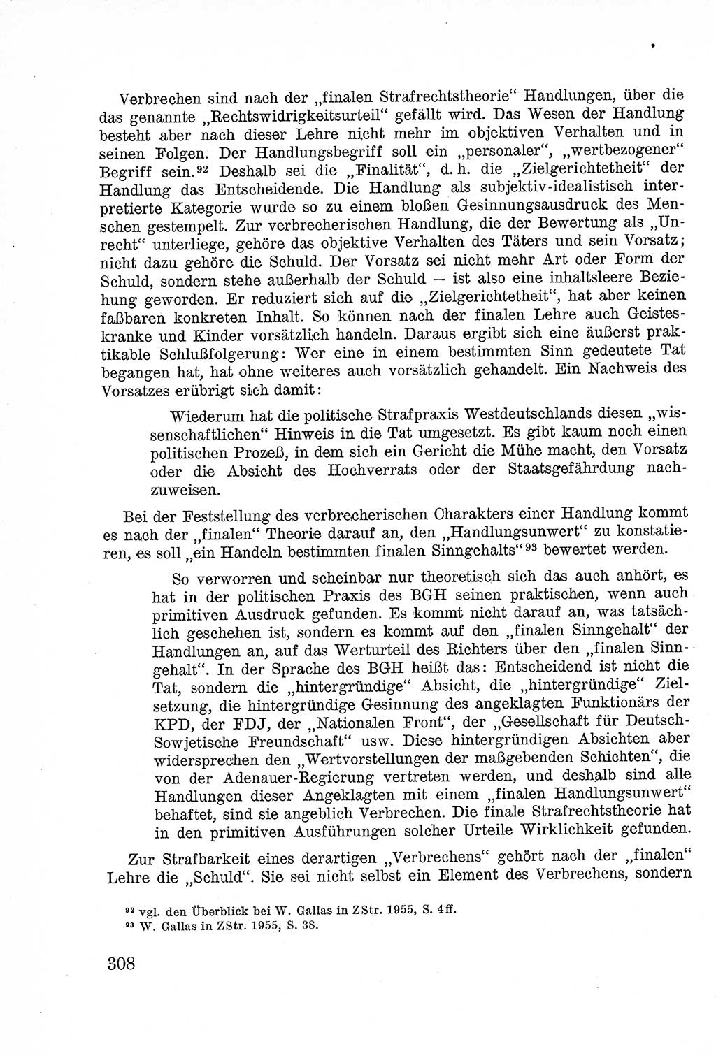 Lehrbuch des Strafrechts der Deutschen Demokratischen Republik (DDR), Allgemeiner Teil 1957, Seite 308 (Lb. Strafr. DDR AT 1957, S. 308)