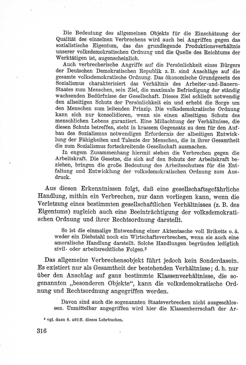 Lehrbuch des Strafrechts der Deutschen Demokratischen Republik (DDR), Allgemeiner Teil 1957, Seite 316 (Lb. Strafr. DDR AT 1957, S. 316)