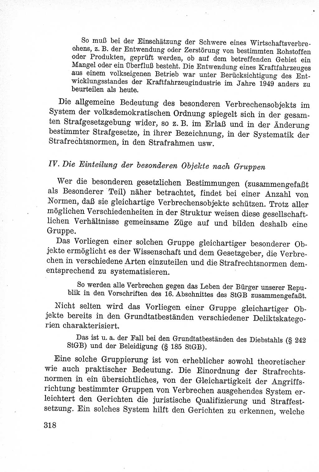 Lehrbuch des Strafrechts der Deutschen Demokratischen Republik (DDR), Allgemeiner Teil 1957, Seite 318 (Lb. Strafr. DDR AT 1957, S. 318)