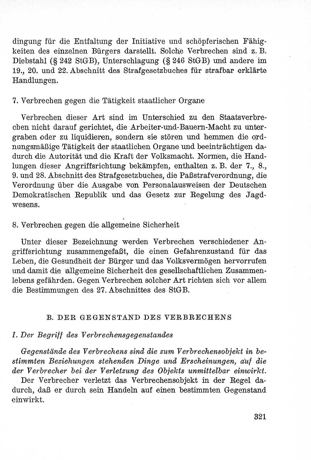 Lehrbuch des Strafrechts der Deutschen Demokratischen Republik (DDR), Allgemeiner Teil 1957, Seite 321 (Lb. Strafr. DDR AT 1957, S. 321)