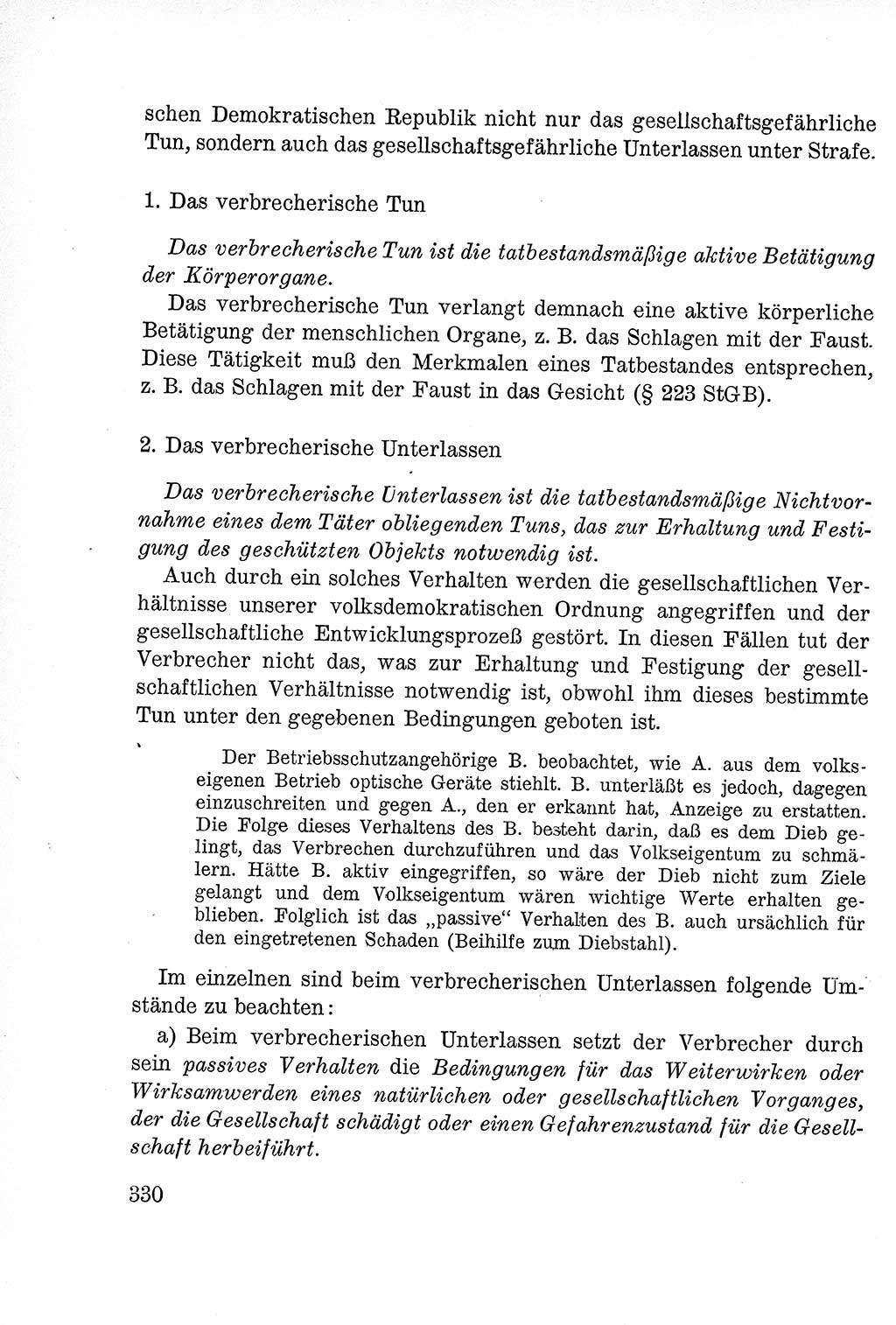 Lehrbuch des Strafrechts der Deutschen Demokratischen Republik (DDR), Allgemeiner Teil 1957, Seite 330 (Lb. Strafr. DDR AT 1957, S. 330)