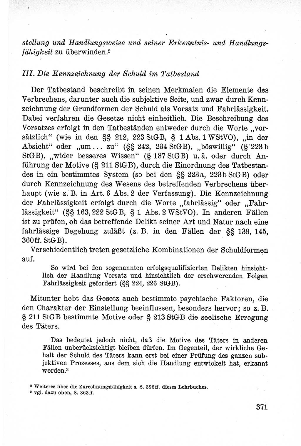 Lehrbuch des Strafrechts der Deutschen Demokratischen Republik (DDR), Allgemeiner Teil 1957, Seite 371 (Lb. Strafr. DDR AT 1957, S. 371)