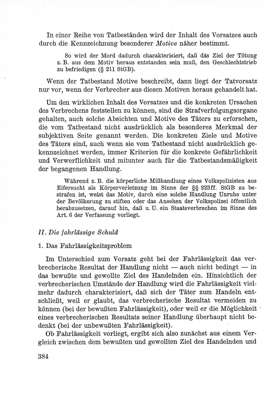 Lehrbuch des Strafrechts der Deutschen Demokratischen Republik (DDR), Allgemeiner Teil 1957, Seite 384 (Lb. Strafr. DDR AT 1957, S. 384)