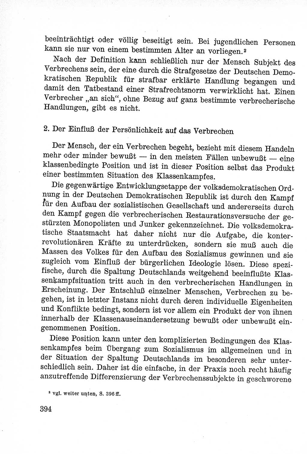 Lehrbuch des Strafrechts der Deutschen Demokratischen Republik (DDR), Allgemeiner Teil 1957, Seite 394 (Lb. Strafr. DDR AT 1957, S. 394)