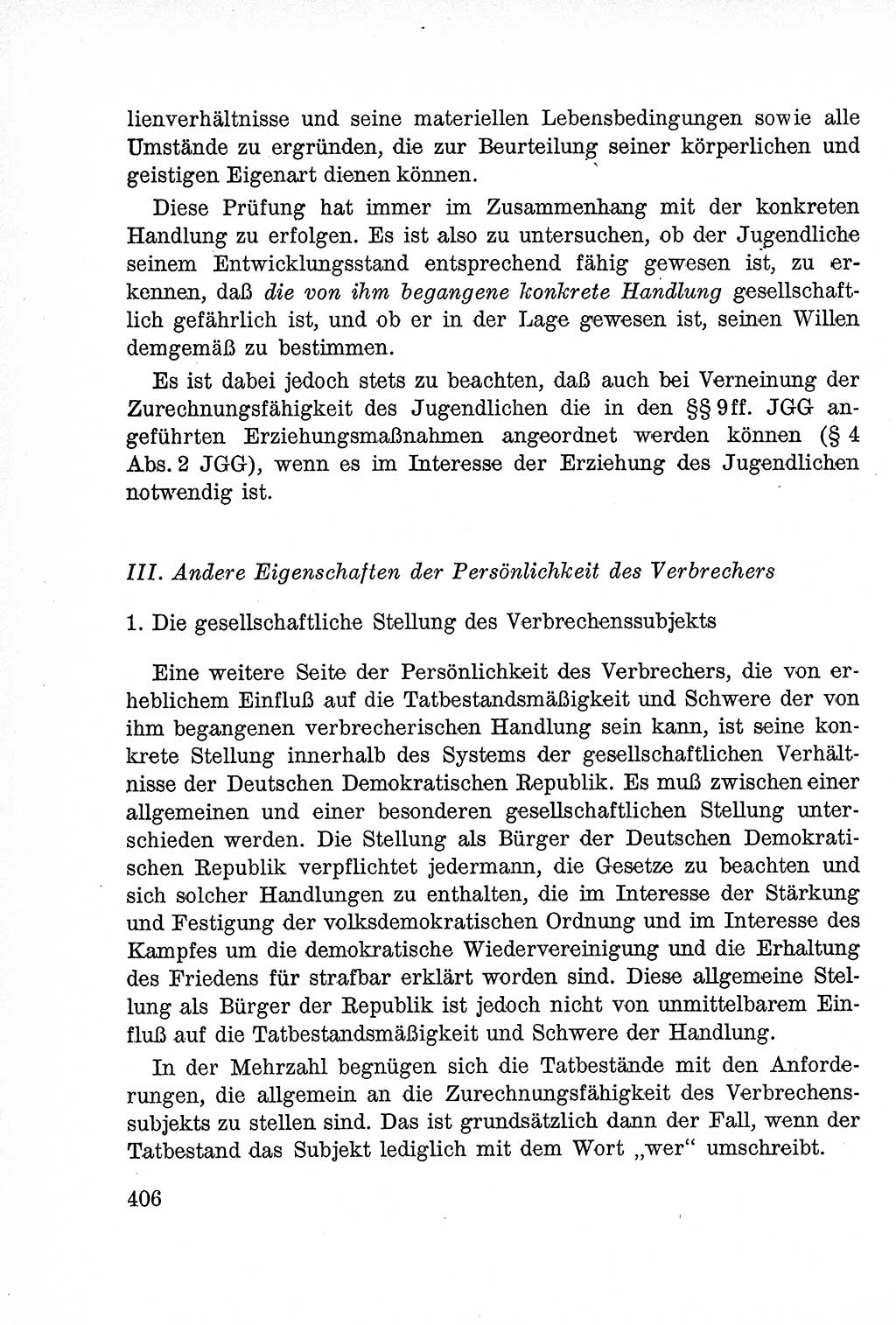 Lehrbuch des Strafrechts der Deutschen Demokratischen Republik (DDR), Allgemeiner Teil 1957, Seite 406 (Lb. Strafr. DDR AT 1957, S. 406)