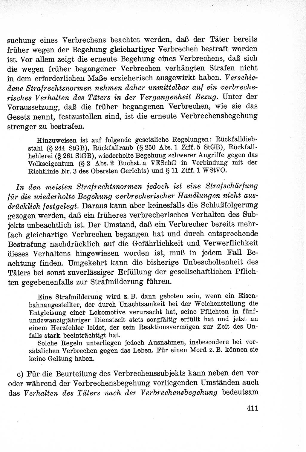 Lehrbuch des Strafrechts der Deutschen Demokratischen Republik (DDR), Allgemeiner Teil 1957, Seite 411 (Lb. Strafr. DDR AT 1957, S. 411)