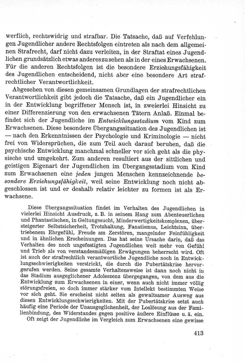 Lehrbuch des Strafrechts der Deutschen Demokratischen Republik (DDR), Allgemeiner Teil 1957, Seite 413 (Lb. Strafr. DDR AT 1957, S. 413)