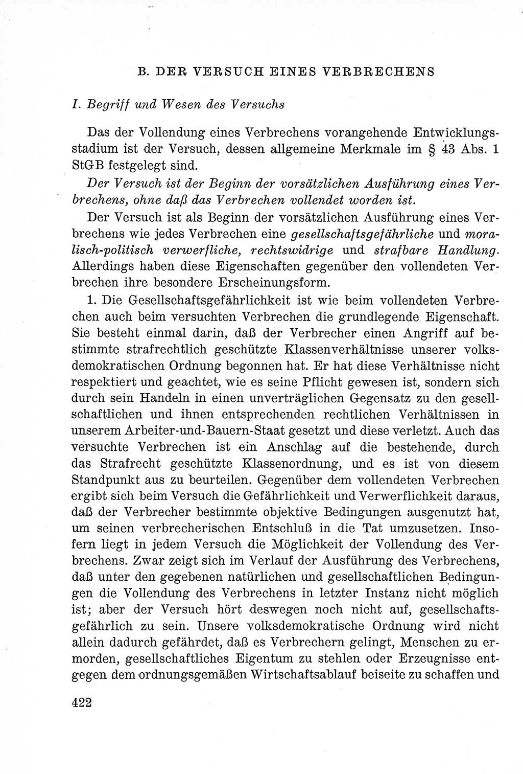 Lehrbuch des Strafrechts der Deutschen Demokratischen Republik (DDR), Allgemeiner Teil 1957, Seite 422 (Lb. Strafr. DDR AT 1957, S. 422)