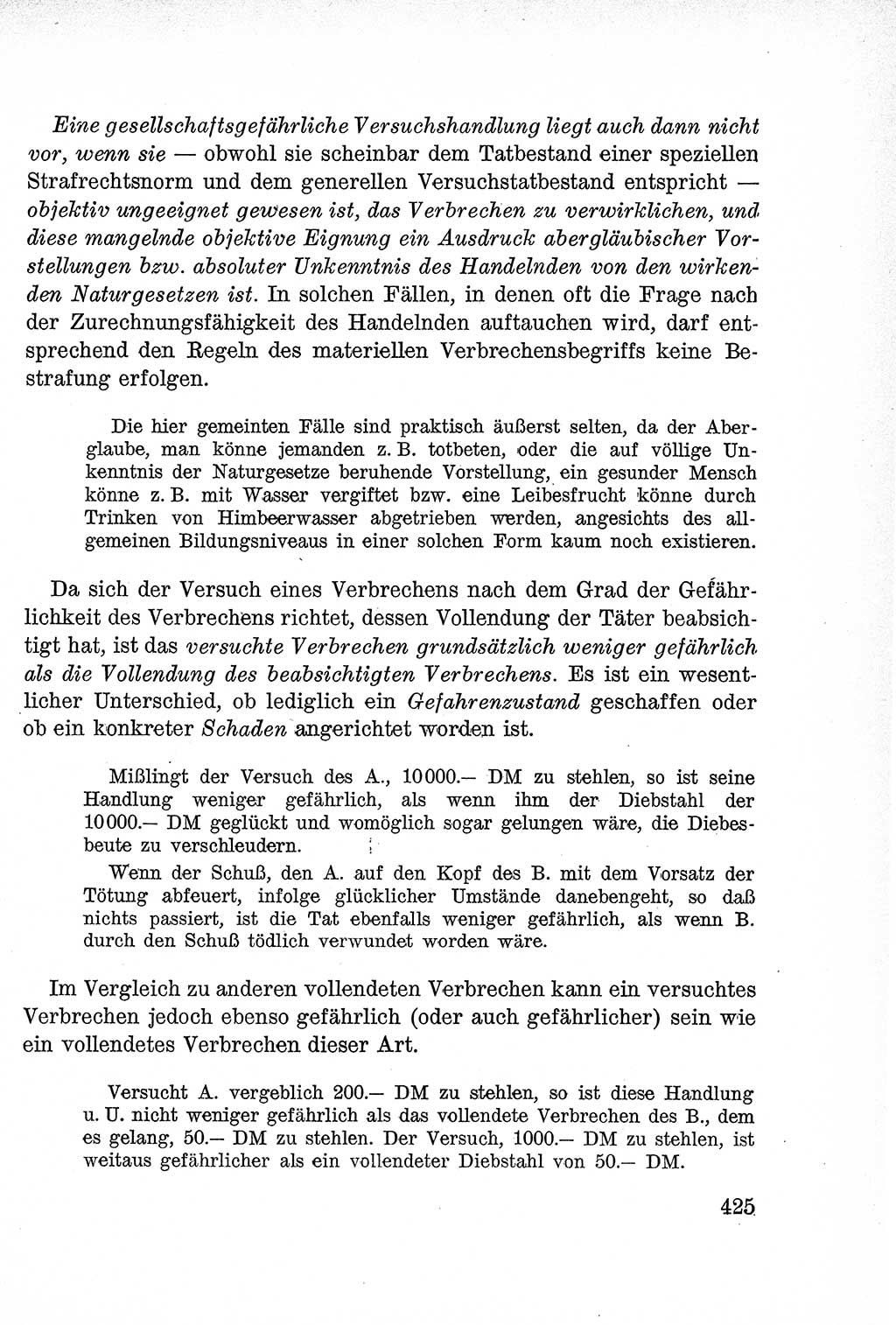 Lehrbuch des Strafrechts der Deutschen Demokratischen Republik (DDR), Allgemeiner Teil 1957, Seite 425 (Lb. Strafr. DDR AT 1957, S. 425)