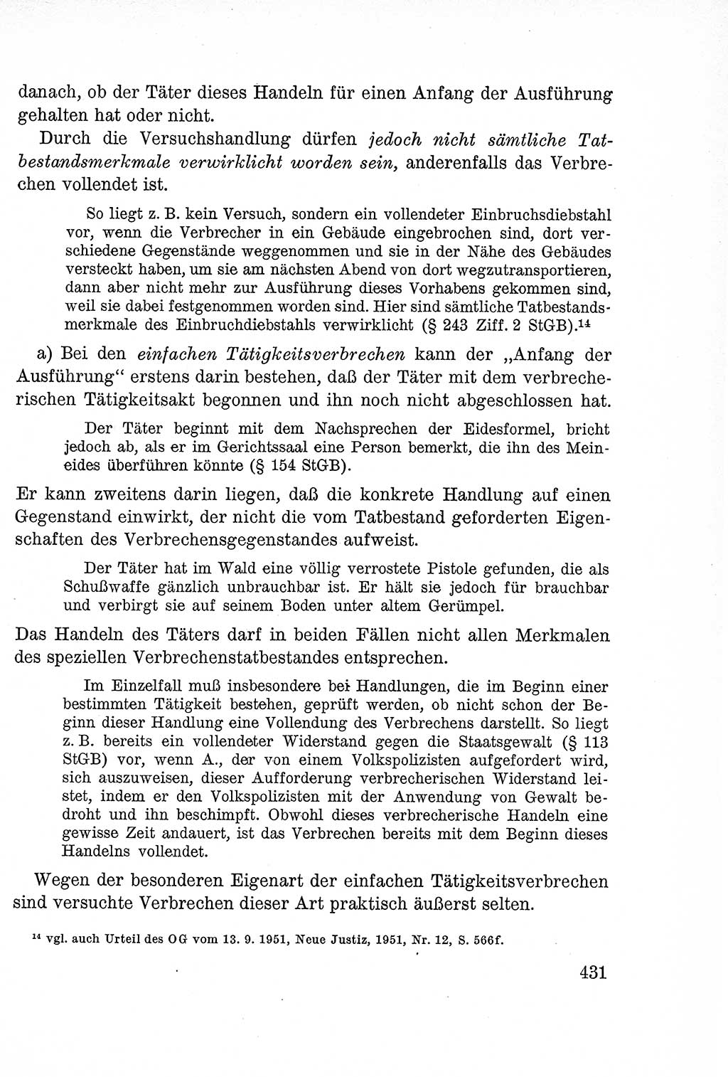 Lehrbuch des Strafrechts der Deutschen Demokratischen Republik (DDR), Allgemeiner Teil 1957, Seite 431 (Lb. Strafr. DDR AT 1957, S. 431)