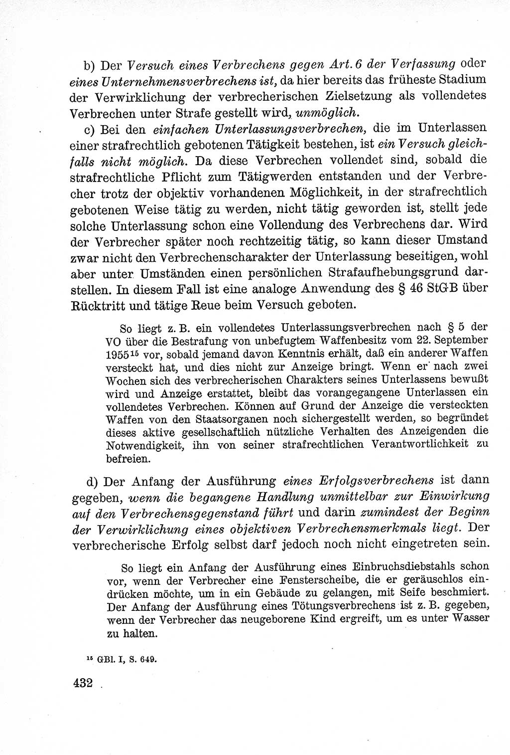 Lehrbuch des Strafrechts der Deutschen Demokratischen Republik (DDR), Allgemeiner Teil 1957, Seite 432 (Lb. Strafr. DDR AT 1957, S. 432)