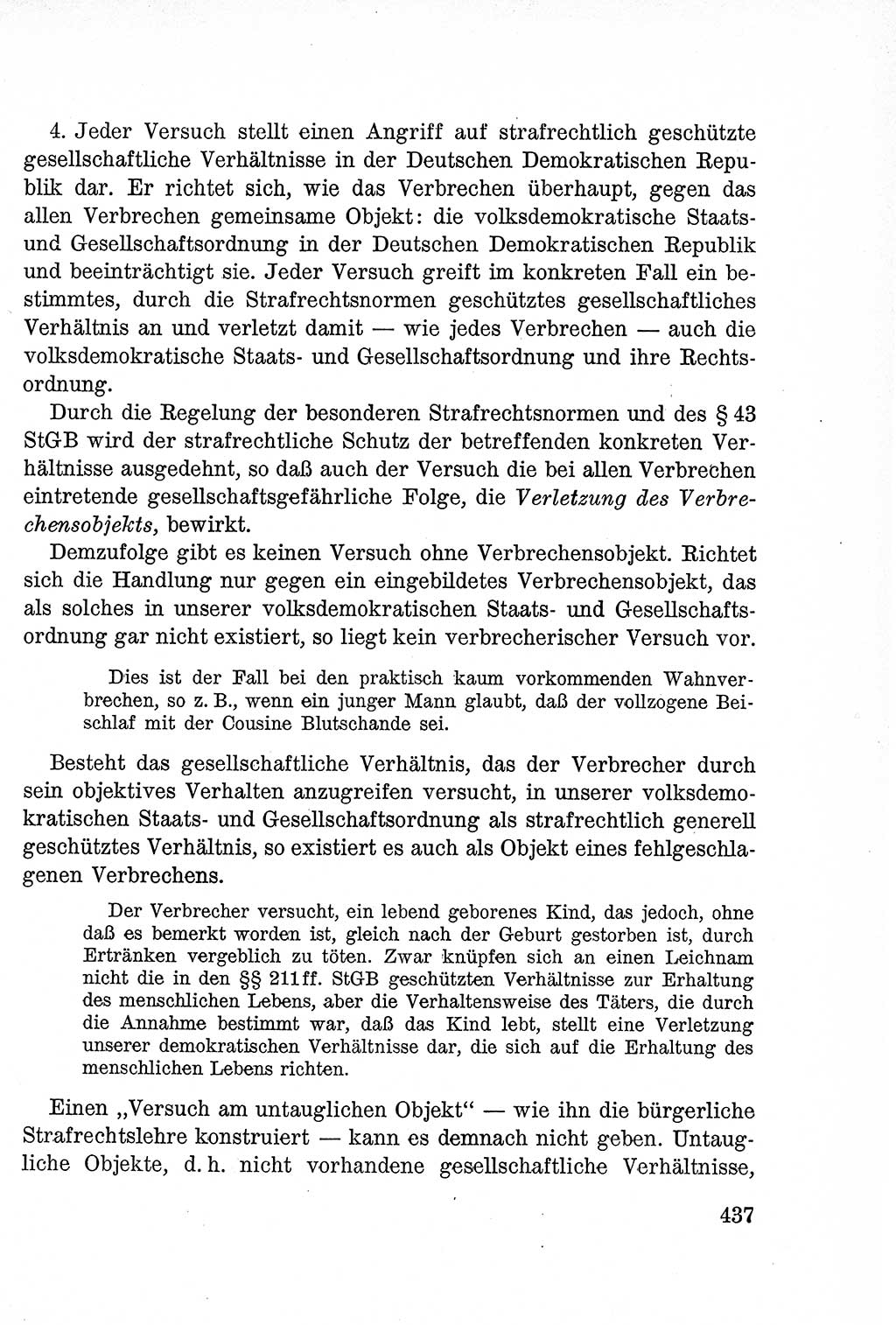 Lehrbuch des Strafrechts der Deutschen Demokratischen Republik (DDR), Allgemeiner Teil 1957, Seite 437 (Lb. Strafr. DDR AT 1957, S. 437)