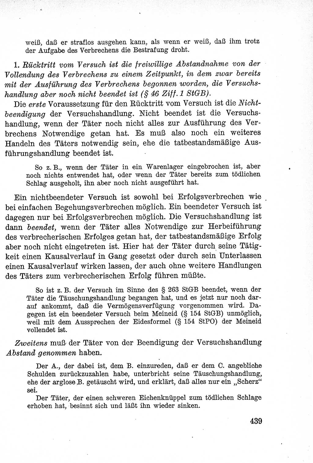 Lehrbuch des Strafrechts der Deutschen Demokratischen Republik (DDR), Allgemeiner Teil 1957, Seite 439 (Lb. Strafr. DDR AT 1957, S. 439)
